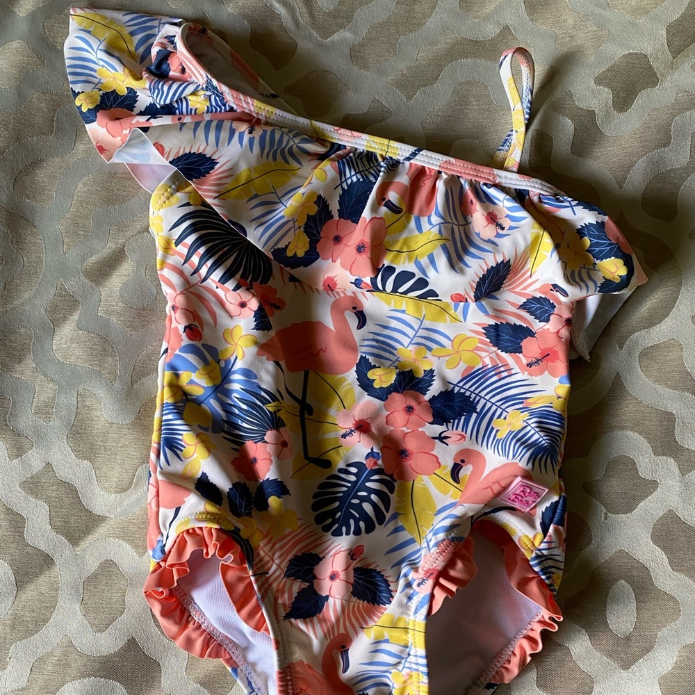 Toddler Ruffle Butts one shoulder swimsuit - 4T